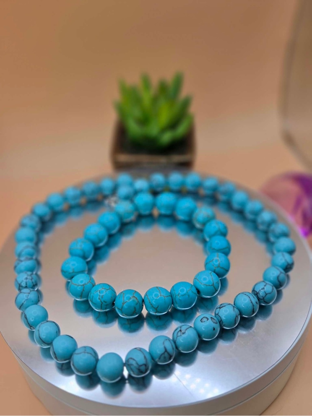 Large Turquoise Beaded Necklace Set – Vibrant Blue Stone Jewelry